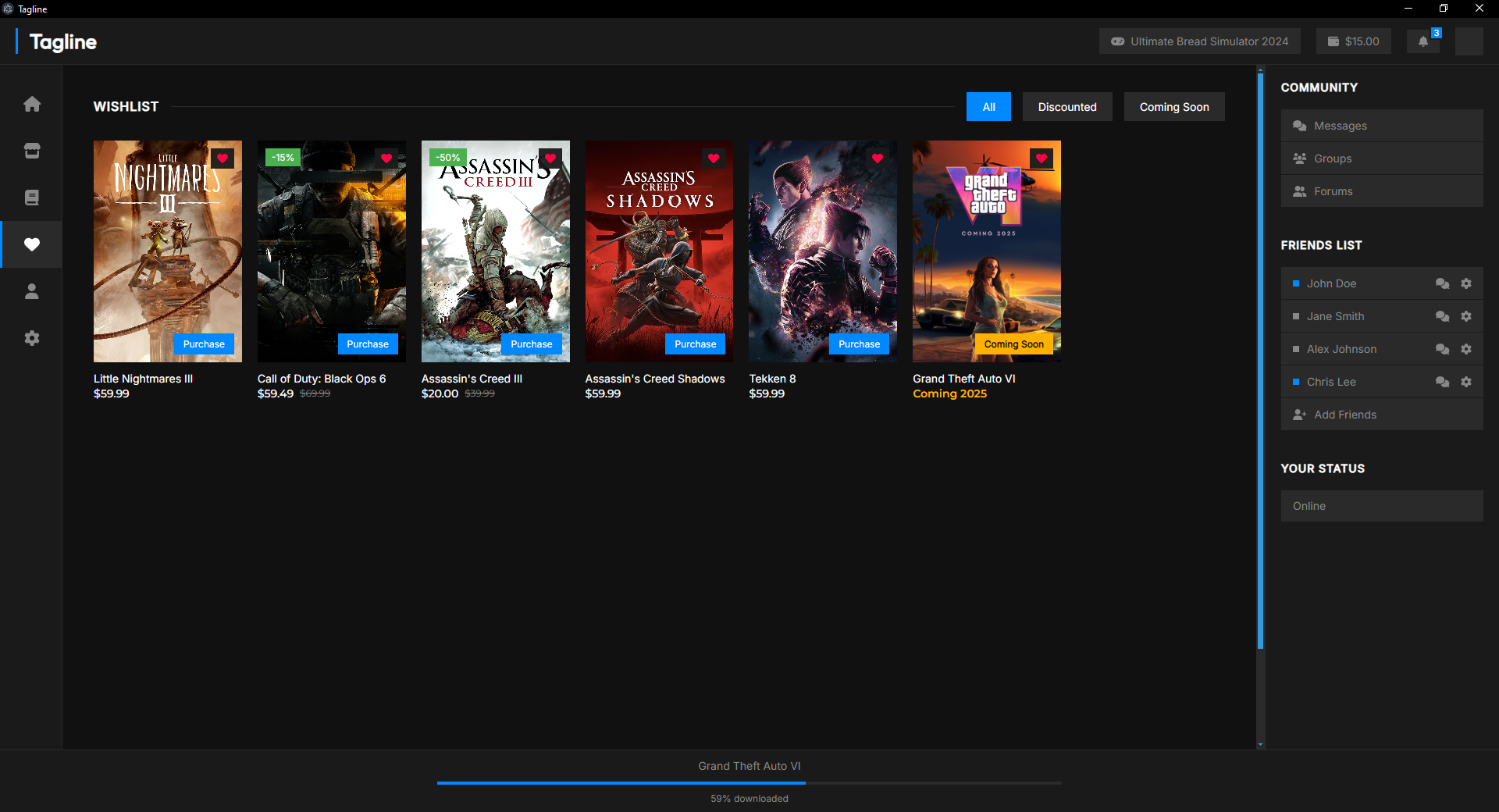 Wishlist Interface